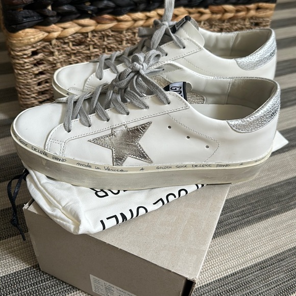 Golden Goose Shoes - Golden Goose High Star sneaker in white and silver